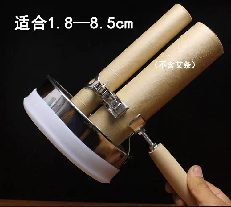 Handheld Moxa Stick Holder 304 Stainless Steel Anti-Scald Moxibustion Bracket with Wood Handle for Home Use in use