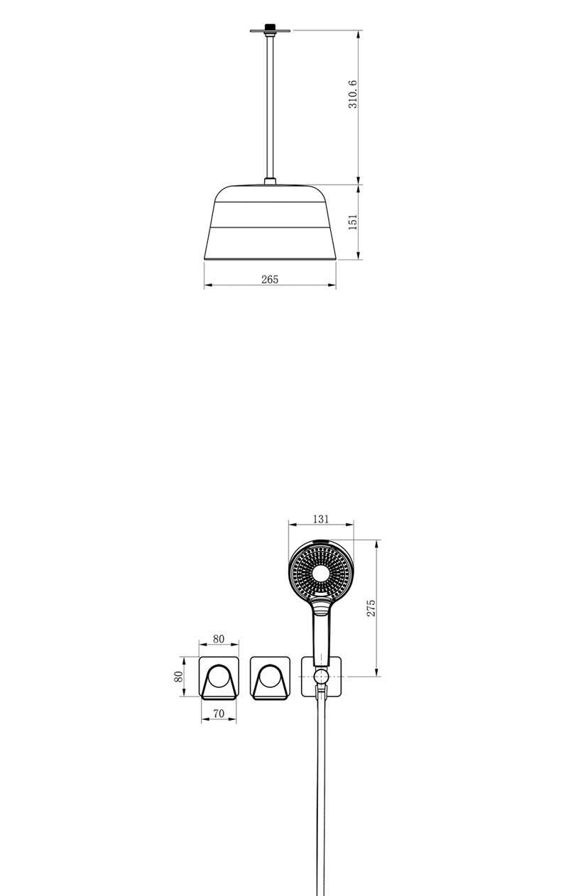 Creative all-copper white chandelier, concealed installation, minimalist hotel project, cold and hot embedded wall-mounted shower head set undefined