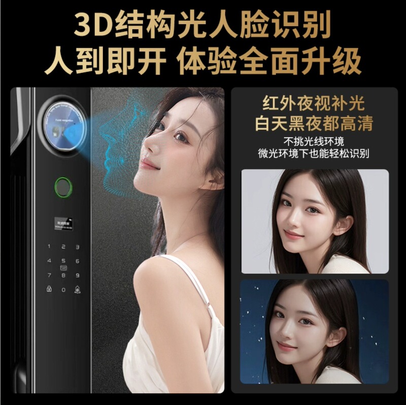 跨境涂鸦Tuya人脸5寸可视对讲全自动智能指纹锁家用锁远程APP开锁|undefined