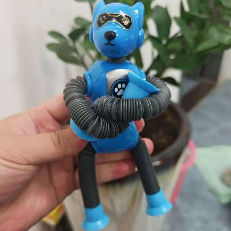 Transfronterizo robot flexible tubo telescópico niño puzzle dibujos animados estirados ventosa interacción padre-hijo creativo juguete descompresión