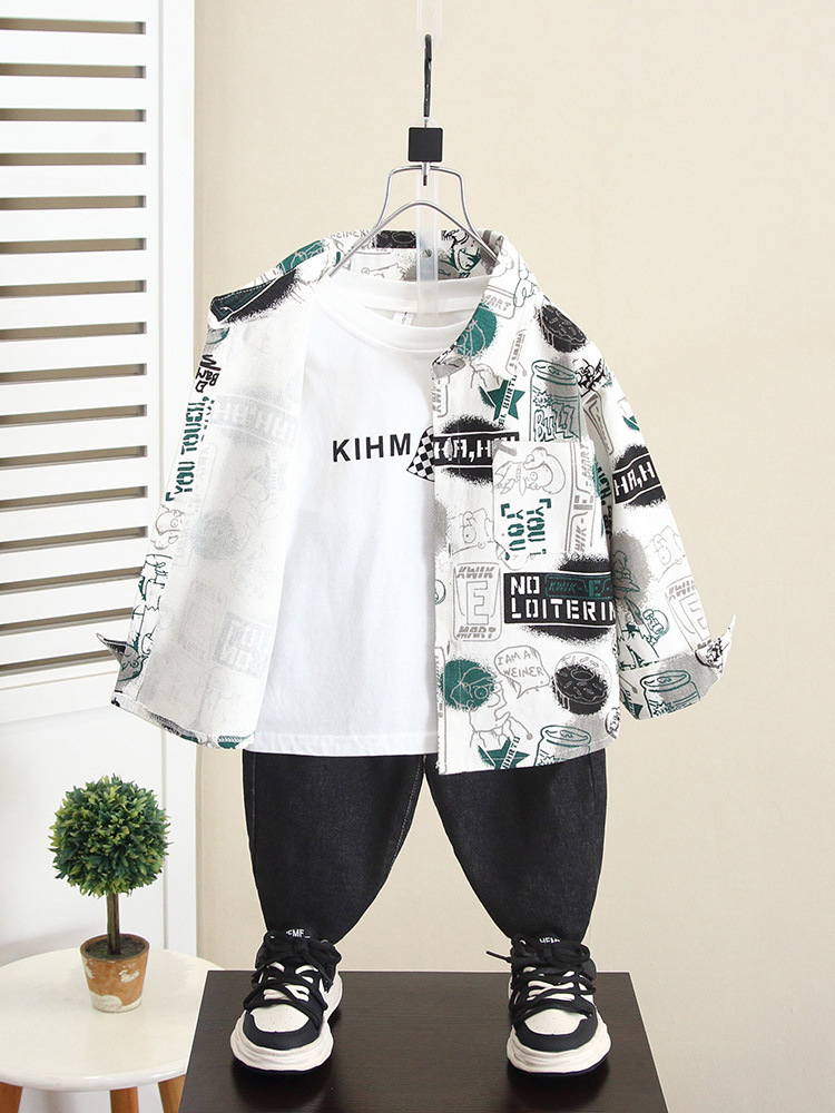 6176 Chaqueta de niño Estilo de primavera y otoño Estilo occidental Camisa de manga larga para bebé Ropa exterior 2025 Nuevos niños Otoño y principios de otoño