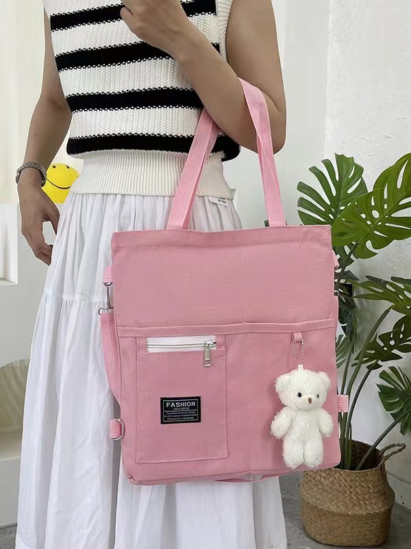Bolso de lona de un solo hombro coreano para mujer multiusos ins Mochila de almacenamiento para estudiantes universitarios de moda