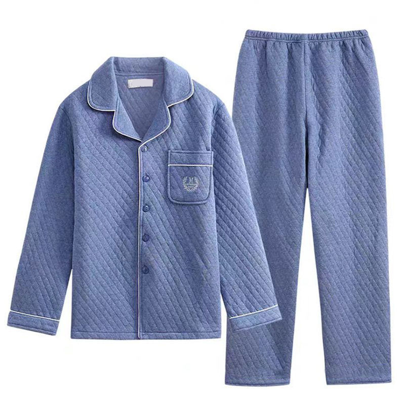 Otoño y invierno engrosado vestido exterior pijama de hombre invierno de hombre tamaño grande delgado intercalado de aire de algodón ropa para el hogar