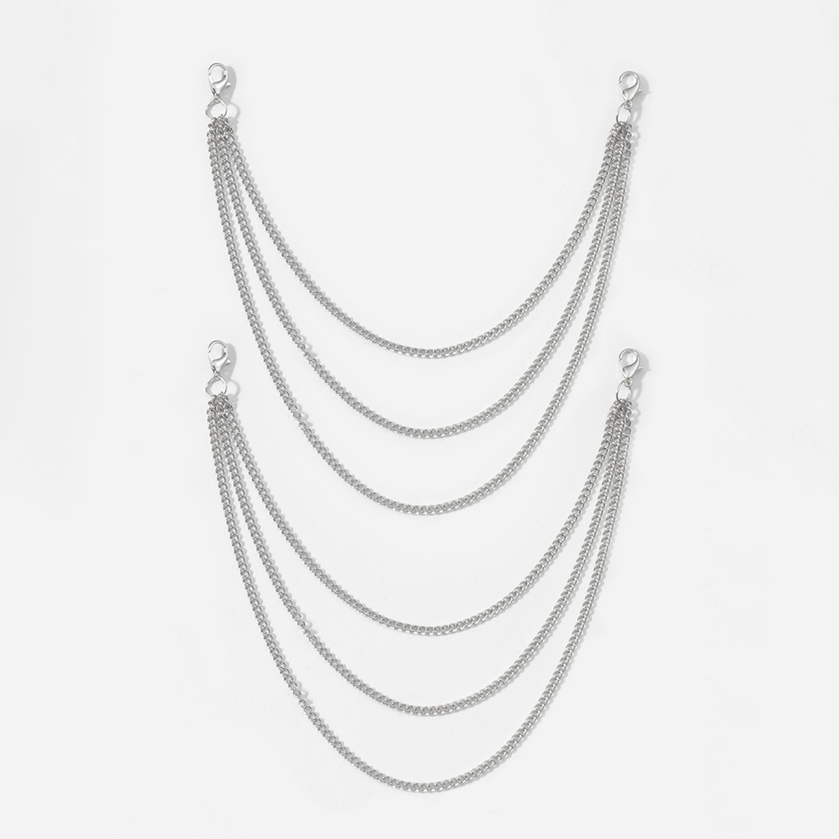 실버 중공 다층 체인 신발 체인 2개