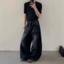 跨境美式复古弯刀牛仔裤
