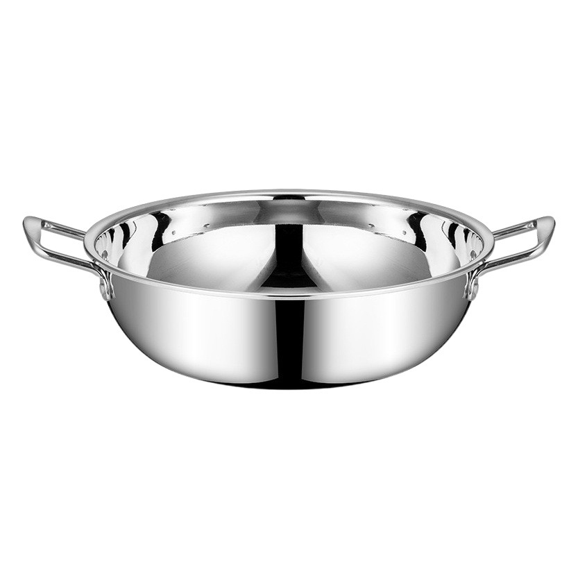 Olla de acero inoxidable de grado alimenticio Chuangfa, olla de doble compartimento, olla universal de fondo único para sopa transparente, olla china engrosada para carne/shabu.