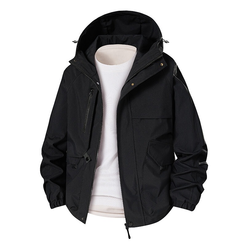 American Outdoor Three-Proof Jacket Men's Functional Style Loose Windbreaker Mountain Hiking Hooded Work Jacket Jacket