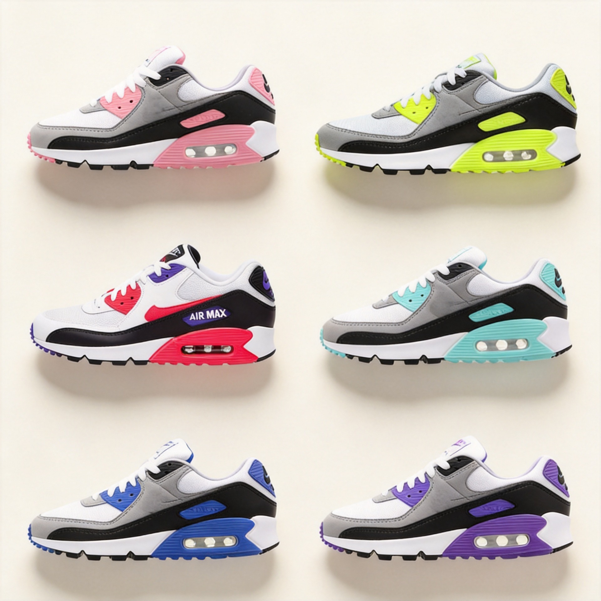 Putian Shoes Air Max90 Air-Cushioned Shoes Retro Breathable Casual Versatile Lightweight Mesh Sports Running Shoes for Men and Women