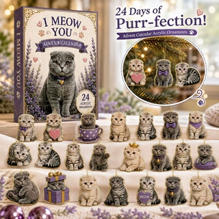 折耳猫圣诞降临日历盲盒 苏格兰折耳萌猫家庭节日派对圣诞树挂饰