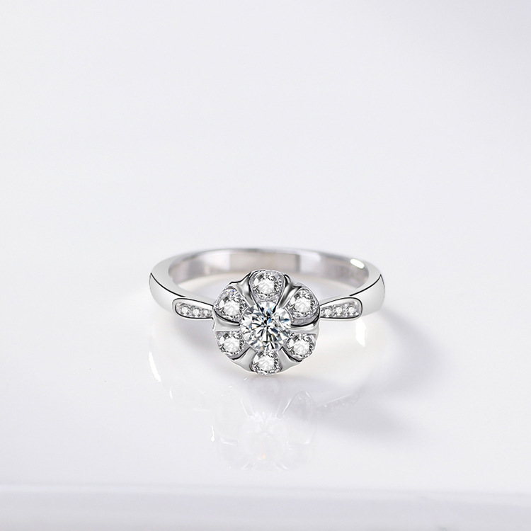 Fashion Flower Copper Plating Zircon Rings 1 Piece