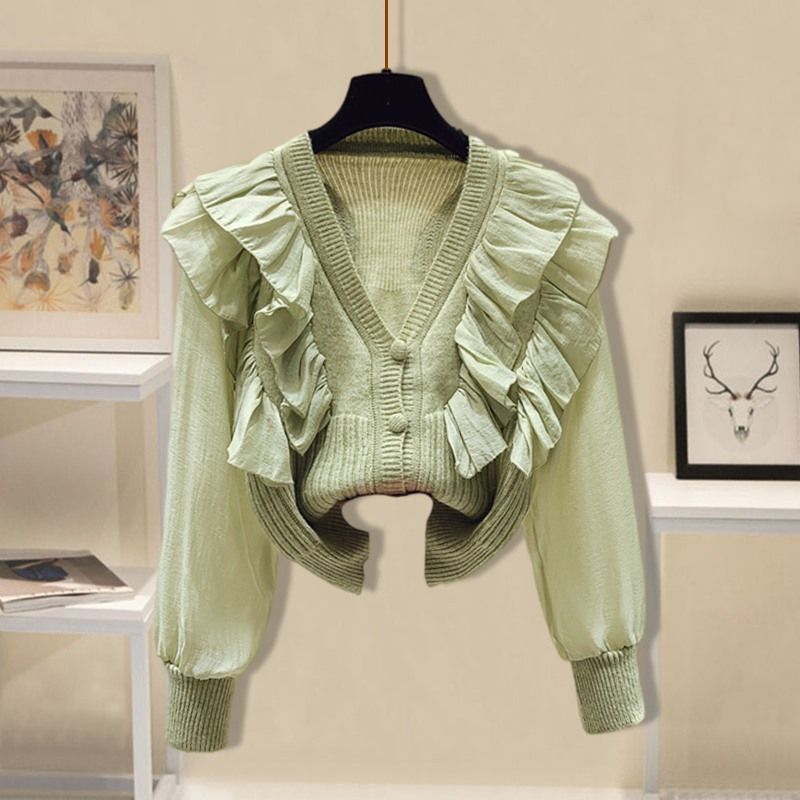 (2개) 플러스 사이즈 여성 가을 세트 여성의 새로운 프랑스 기질 스웨터 허리 슬리밍 스커트 투피스 세트