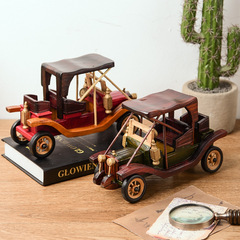 Antique wooden classic car decorative home desk accessory, creative car model decoration, wooden handicraft