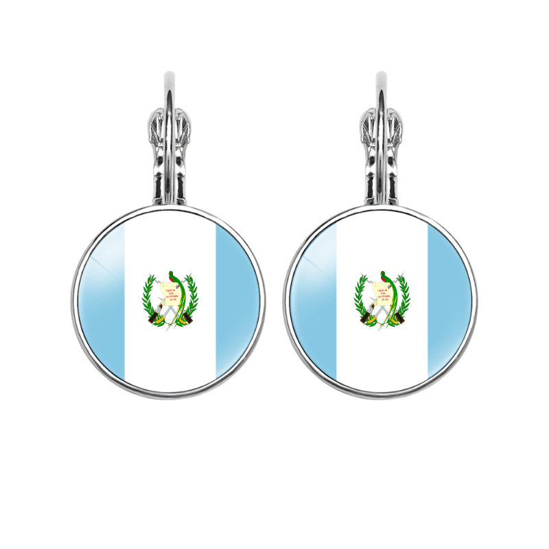 11g Weight Iron Ear Needle Material Drop Earrings Classification 1 Pair Quantity Holiday, Daily Occasion Glass, Iron Material National Flag, Round, American Flag Pattern Women's Gender Modern Style, Classic Style Style 1 Pair Modern Style Classic Style National Flag Round American Flag Glass Iron Drop Earrings 4