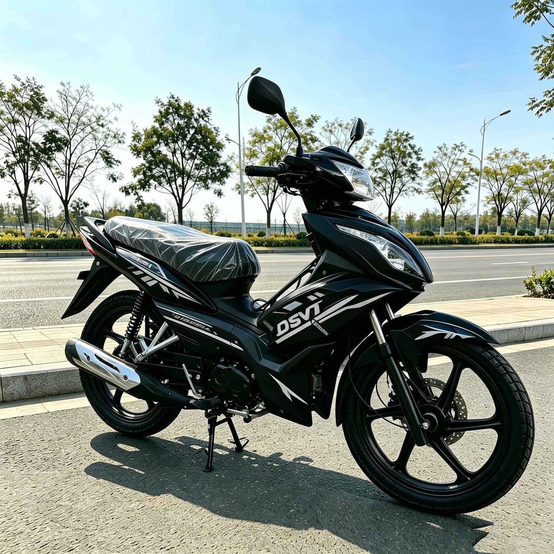 Brand New Curved Beam Two-Wheeled Fuel-Powered Motorcycle, Factory Direct Price, Durable, Low Fuel Consumption, High Cost Performance for African Transportation