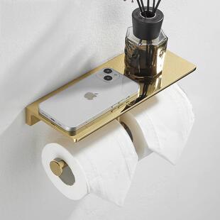 All-Copper Bathroom Paper Towel Holder Toilet Toilet Paper Storage Rack Bathroom Wall-Mounted Roll Paper Holder Without Punching