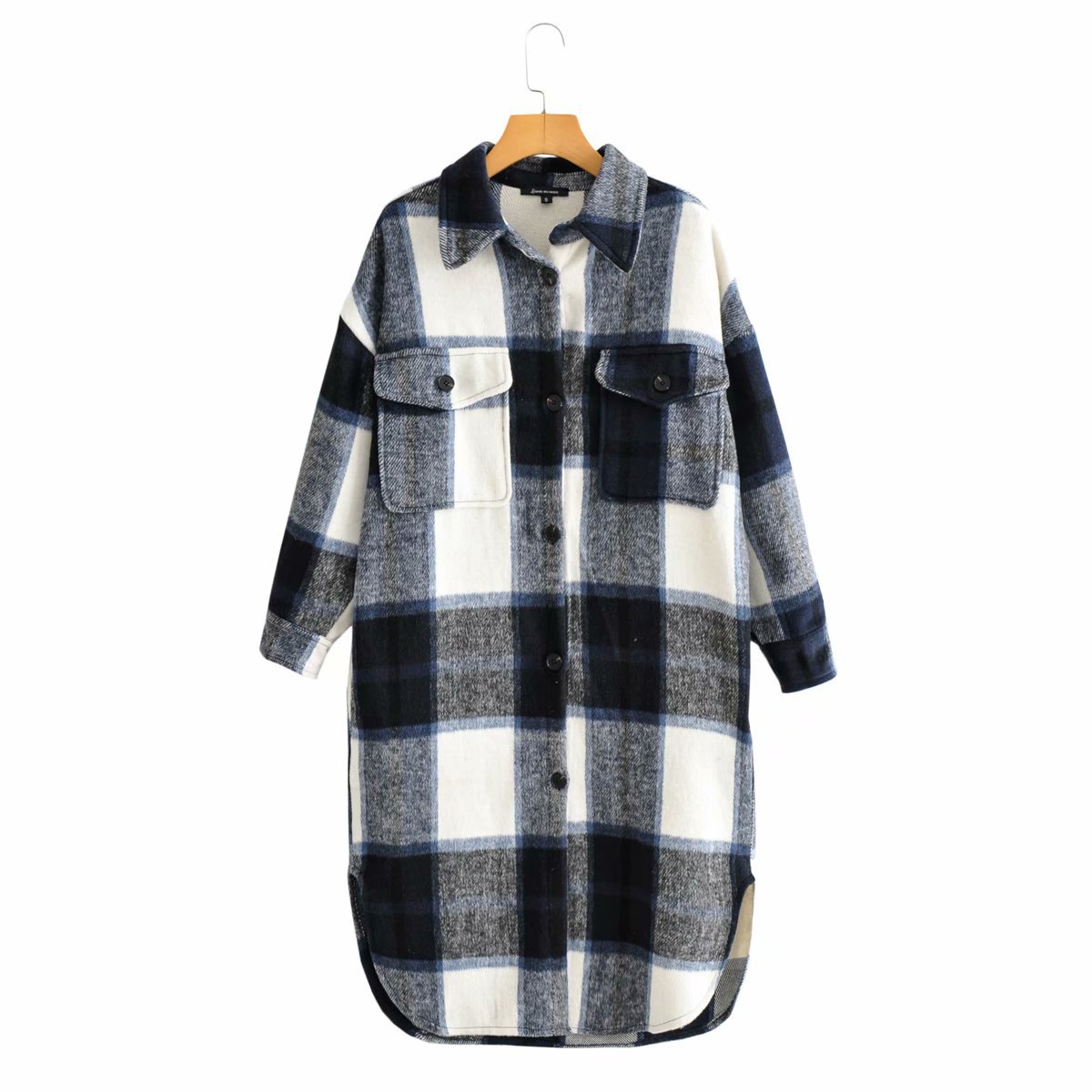 fashion plaid long woolen coat  NSAM28634