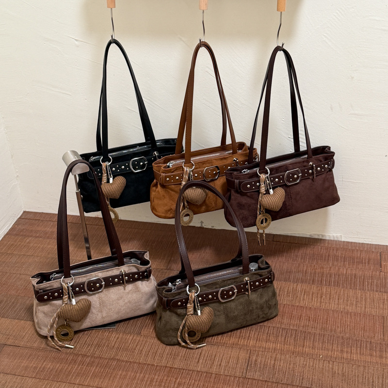 Women's suede bag 2026 new autumn and winter versatile shoulder underarm bag retro commuter large-capacity tote bag