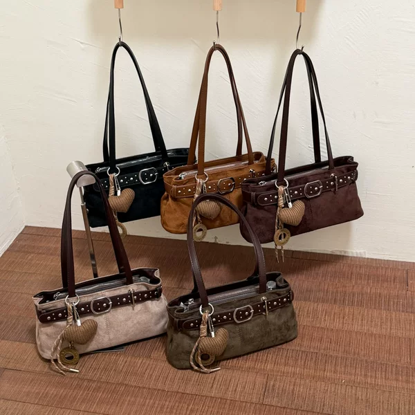 Women's suede bag 2026 new autumn and winter versatile shoulder underarm bag retro commuter large-capacity tote bag