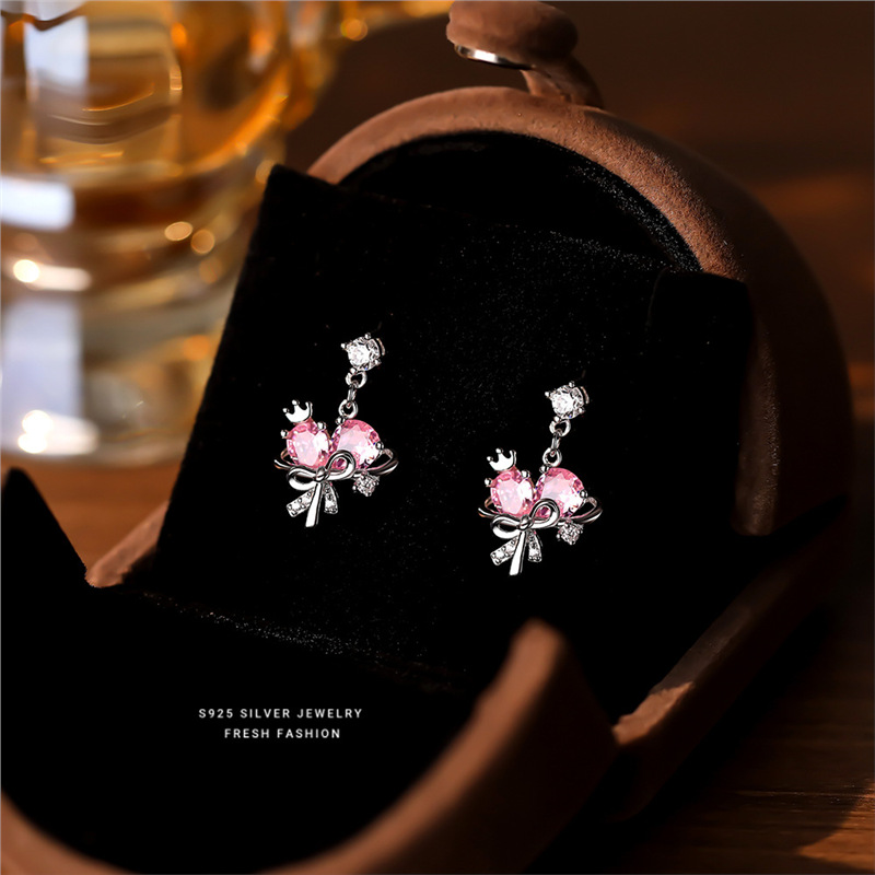 【 Pink Planet 】 Silver Bow Love Earnail Design Advanced Ear Jewelry Gift Set_voghion.com