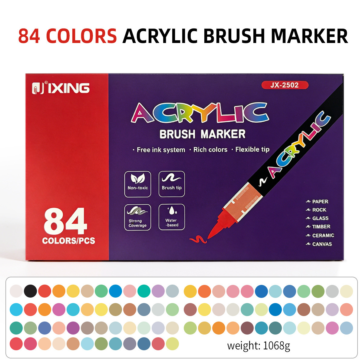 Acrílico líquido directo 84 color (caja púrpura de cabeza única) en caja de cartón