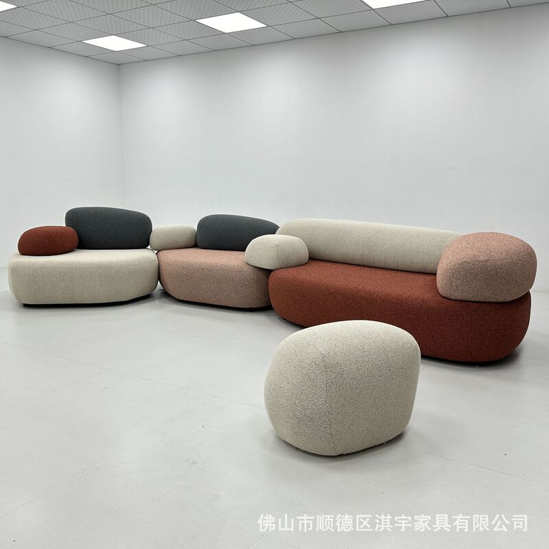别墅公寓鹅卵石沙发客厅工程定制布艺沙发轻奢高级感组合转角沙发|undefined