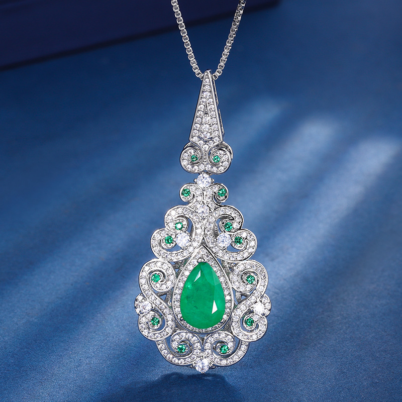 Zhuang Sheng joyería fondo de cobre chapado en oro simulación abuela Palacio Verde estilo retro traje femenino piedra principal 8*12