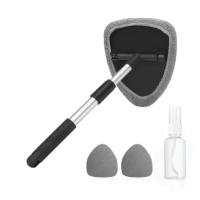 Car cleaning tools: Cleaning and Defogging Brushes, Factory - 1-set-pentagonal-telescopic-pole-3-gray-cloth-covers-spray-bottle