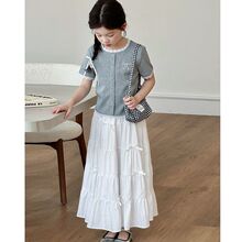 T恤女孩蛋糕长裙两件套潮流女童短袖半身裙套装2025新款儿童夏装