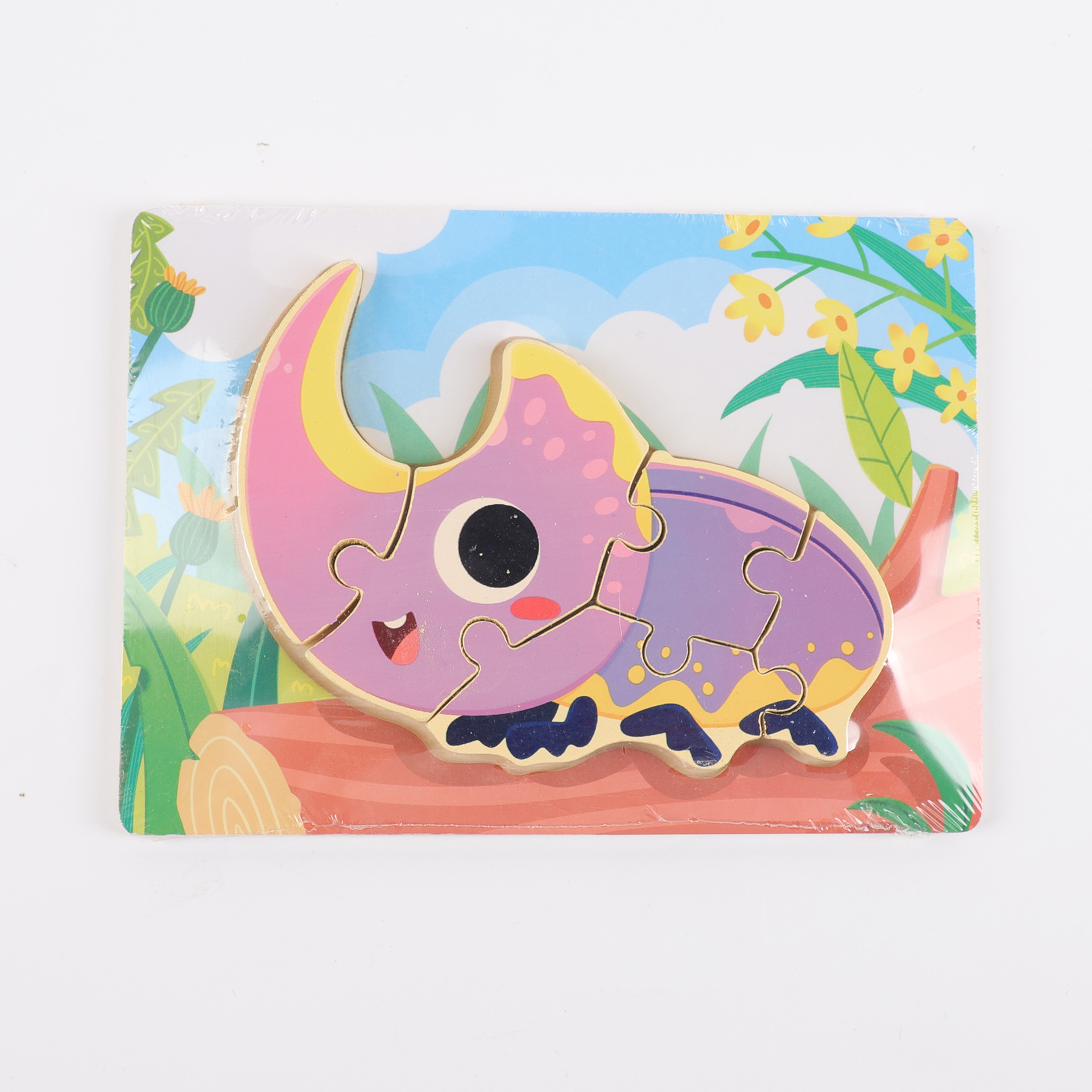 Puzzle de madera plano pequeño puzzle infantil juguetes de dibujos animados animales de tráfico cognitivo bloque al por mayor