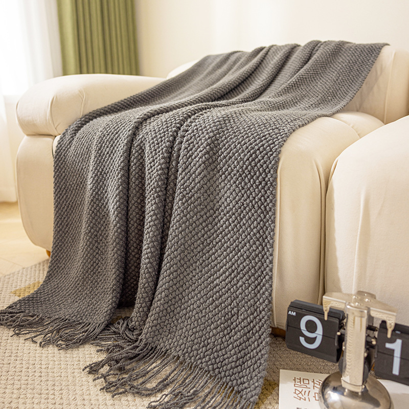 Color sólido estilo nórdico retro dormitorio sofá mantas de punto de oficina siesta mantas mantas de aire acondicionado mantas