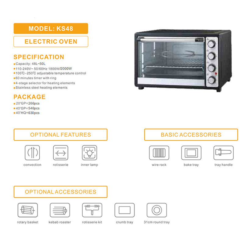 KS46 horno hogar horno eléctrico de gran capacidad Comercio exterior al por mayor multi-funcional horno de cocción USO COMERCIAL