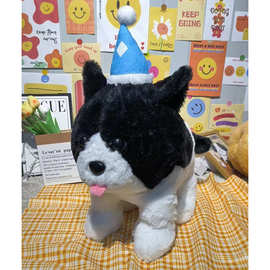 跨境毛绒玩具仿真奥利奥圣诞狗公仔可爱趴狗狗玩偶安抚娃娃礼品