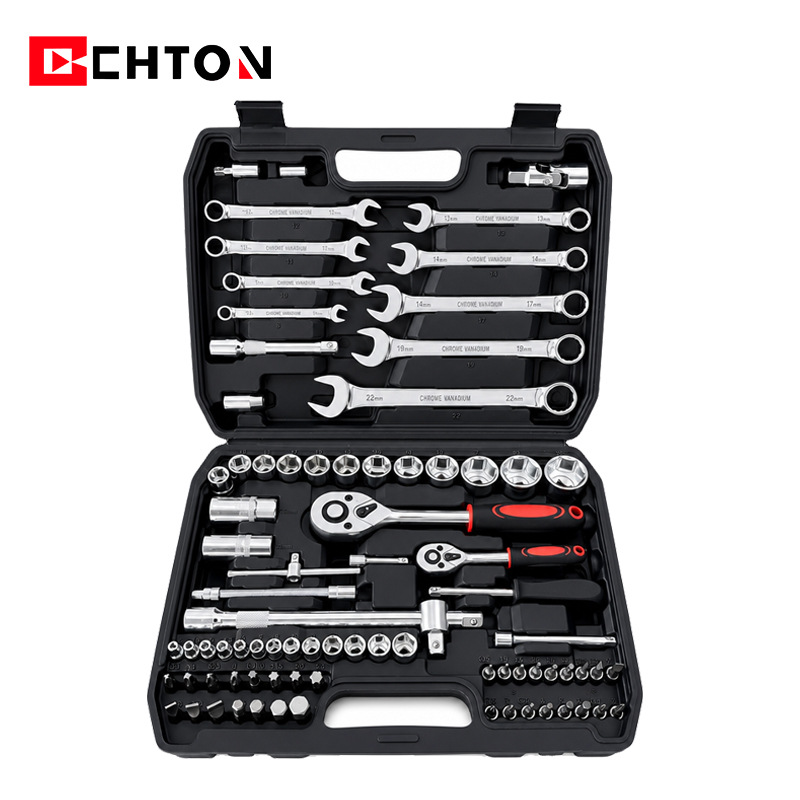 216-piece set of ratchet wrenches and sockets for auto and machine repair, made of carbon steel and galvanized, a complete set of combination hardware tools