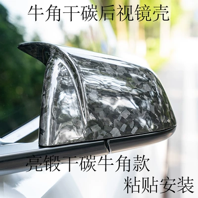 Mirror Shell Reversing Horn Tesla | Rearview mirror/rearview mirror - old-model-y-pair-of-bright-forged-dry-carbon-horns