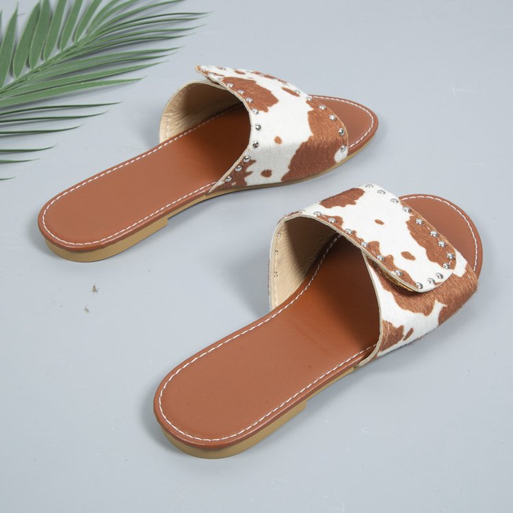 Women's Casual Cow Pattern Leopard Round Toe Slides Slippers display picture 34