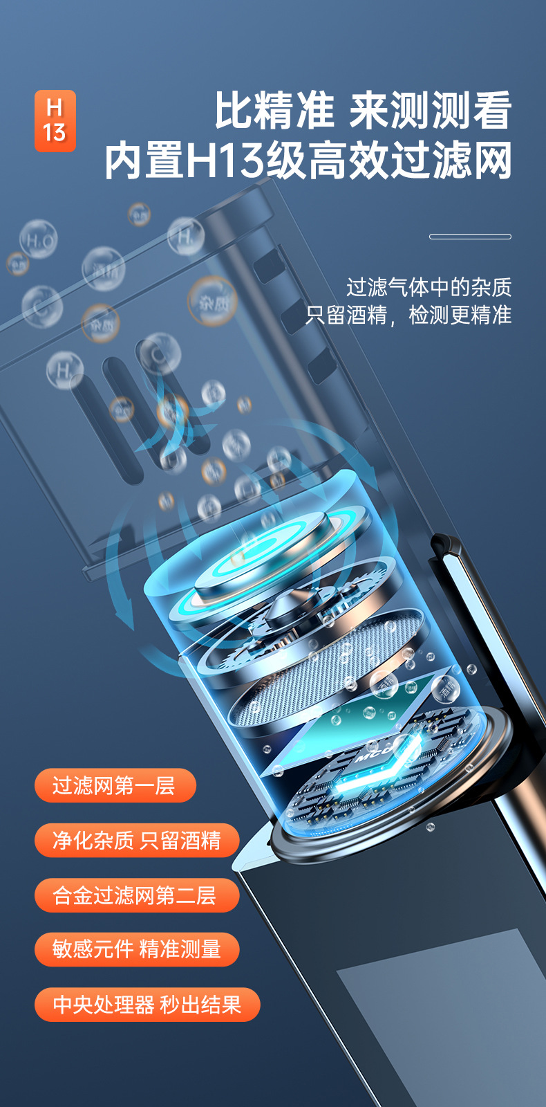 Spot Wholesale Voice-Announcing Alcohol Tester, Alcohol Testing Instrument, Non-Contact Blowing-Type Alcohol Detector