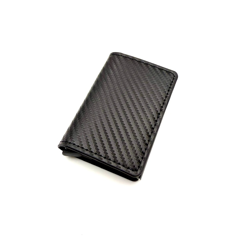 国境を越えた欧米の男性財布の多いカード位置自動ポップアップ式金属カードケースRFID盗難防止ブラシ炭素繊維カードバッグ|undefined