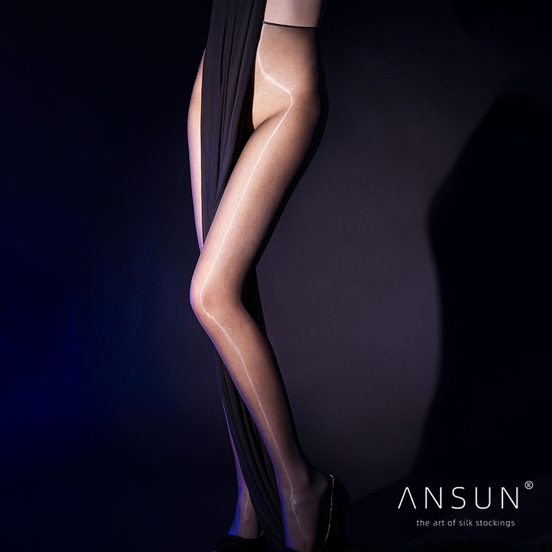 Ansun "Jue Xian" 1D High-Density Seamless High-Waist Invisible One-Line Crotch Aurora Glossy Pantyhose for Women