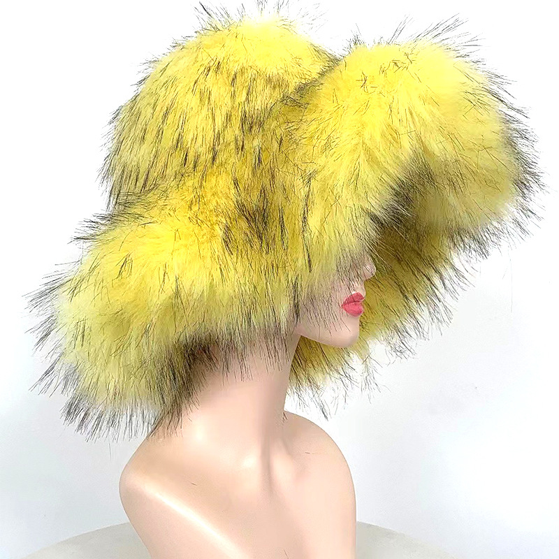 Faux Fur Bucket Hat With Wide Brim - Winter Warm Fashion Hat For Women, Soft & Cozy, Stylish & Trendy (Multiple Colors)_voghion.com
