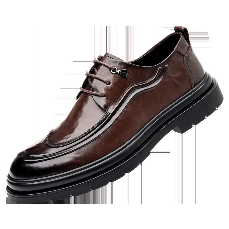 Zapatos de cuero para hombres de verano transpirables vestidos de negocios zapatos de cuero para hombres estilo británico retro marrón casual zapatos de boda novio