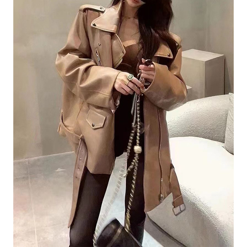 咖色机车皮衣外套女2025年春秋季新款爆款夹克宽松时尚百搭高级感|undefined