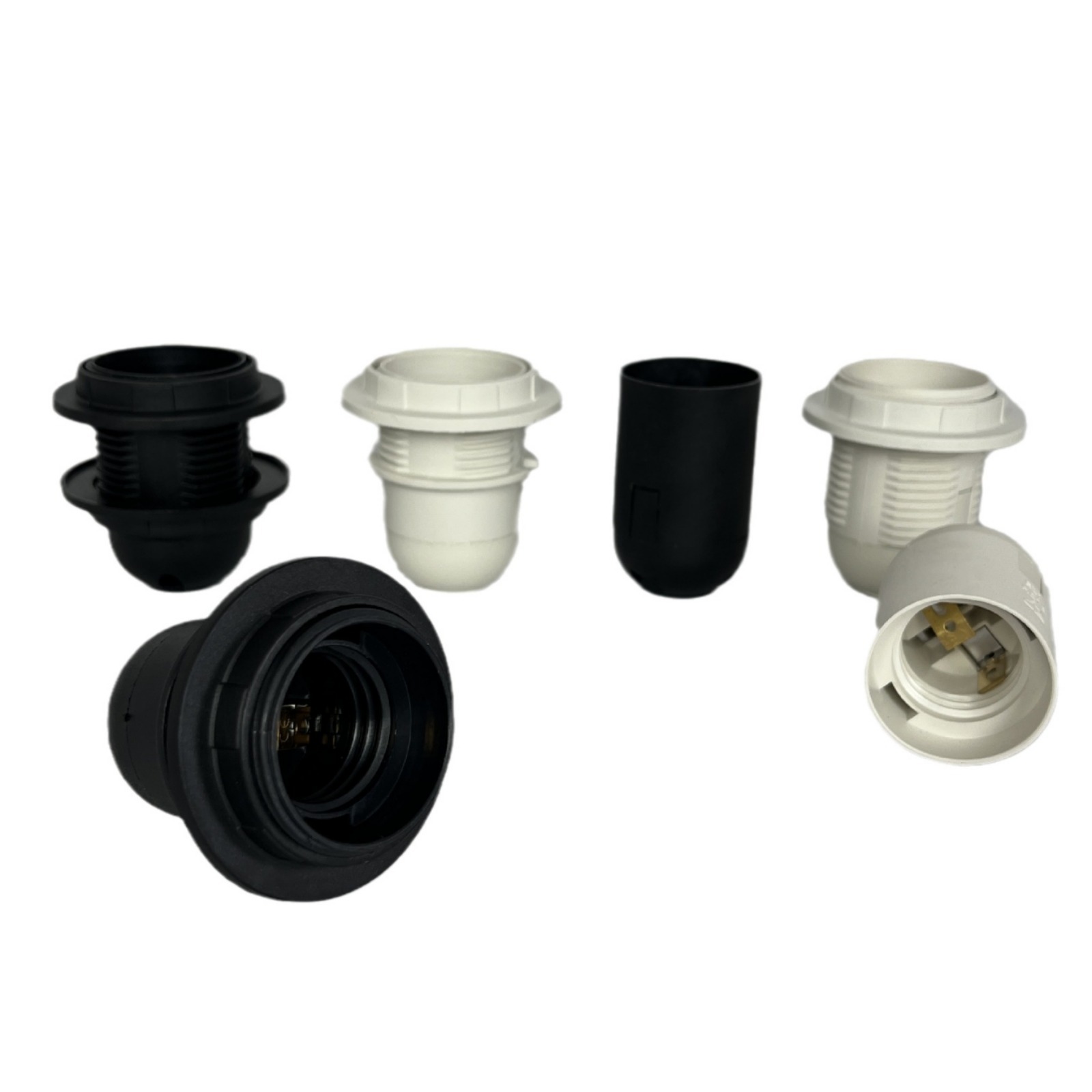 Mayorista de plástico E27 accesorios de lámpara de escritorio 3CE27 cabeza de lámpara de anillo único doble anillo cabeza de lámpara eléctrica de madera de medio diente tipo de tarjeta de diente completo