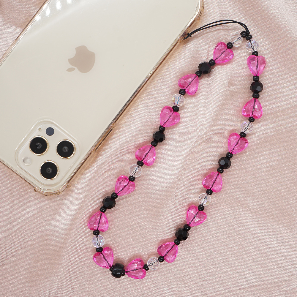 new bohemian heart crystal beaded antilost mobile phone chainpicture3