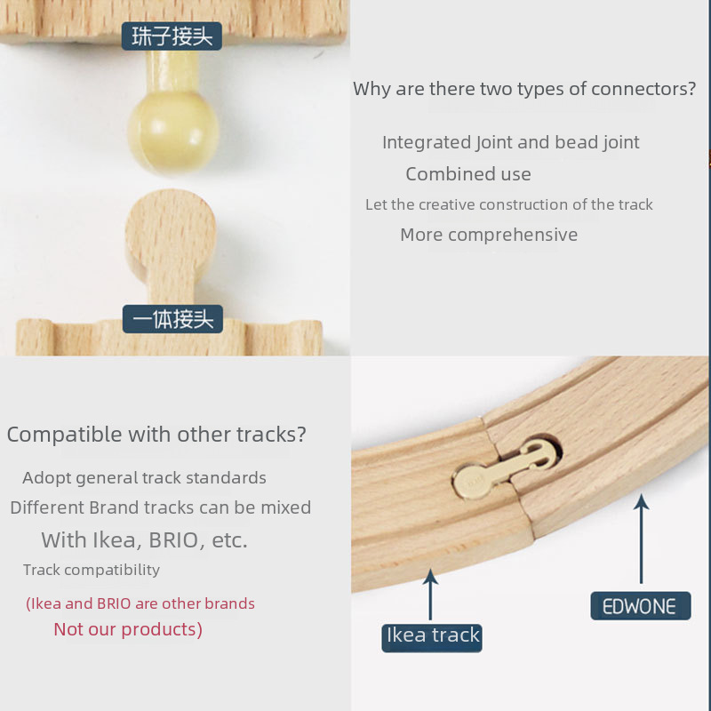 Jujube Wood Train Track Assembly Children's Wooden Toy Train Track Puzzle Toy