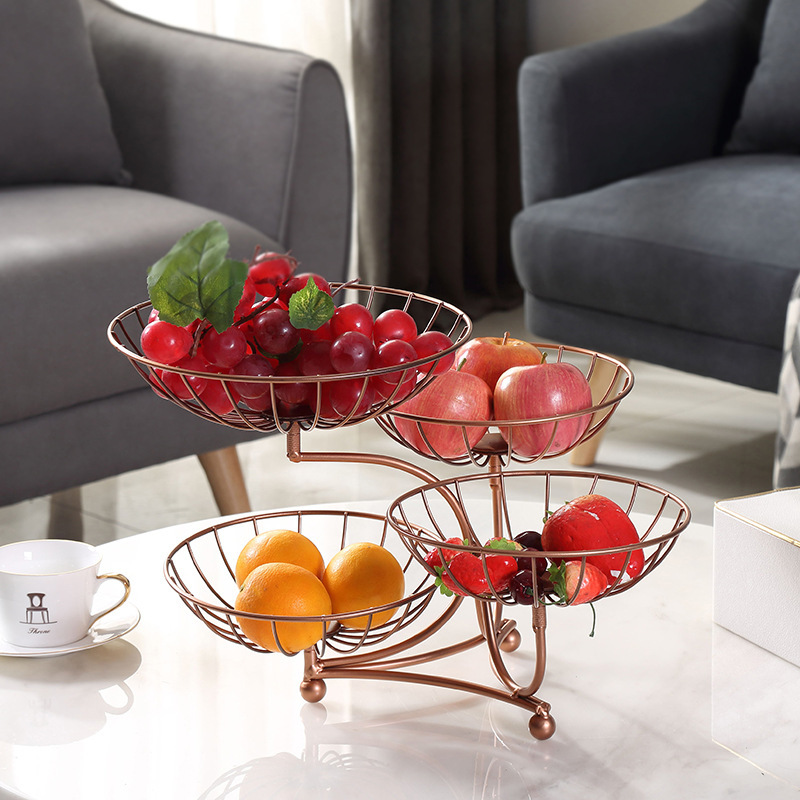 Plato de frutas de hierro forjado gancho de plátano sala de estar casera canasta de frutas de lujo ligera mesa de comedor dulces bocadillos plato