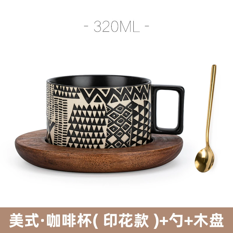 Factory American Coffee Cup Fashion Retro Ceramics Cup Water Cup Marker Cup Bring Spoon Dispot Set