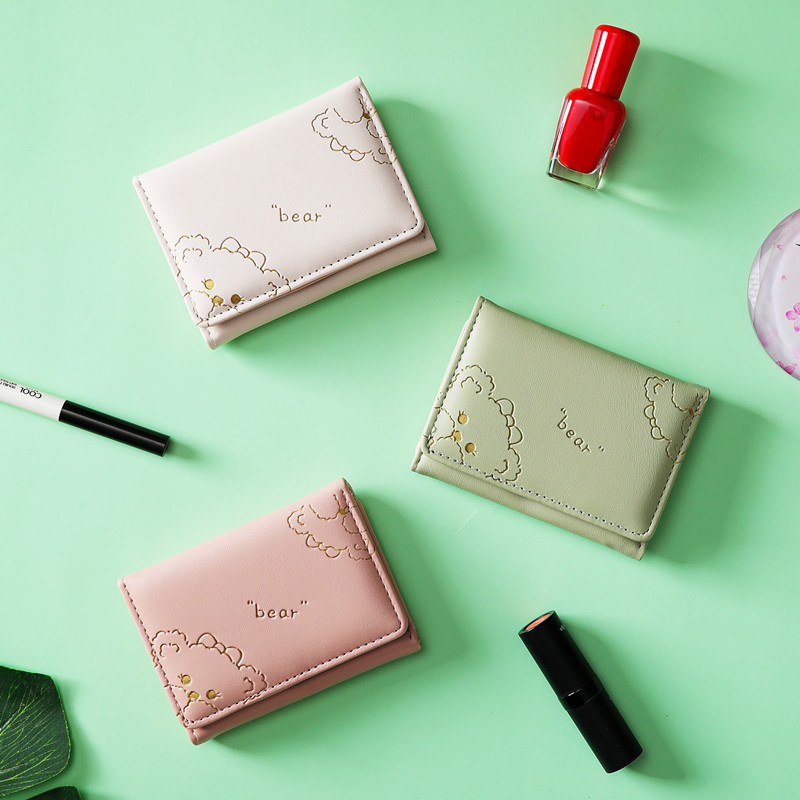 Cartera Corta Triple Plegable Estilo Coreano para Mujer, Cartera Plegable de Moda al por Mayor, Tarjetero