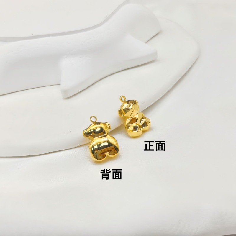 チタン鋼フィッシュテールマーメイド両面ペンダント立体クマペンダント 18 K 真空金メッキ DIY ジュエリーアクセサリー|undefined