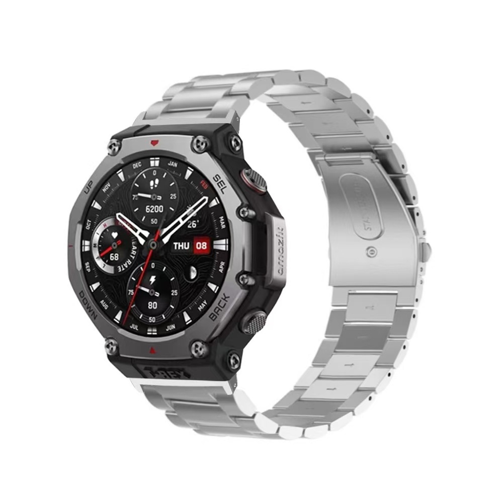 Suitable for Huami Amazfit T-Rex3 steel strap three-bead T-Rex steel strap business (with connector) 3
