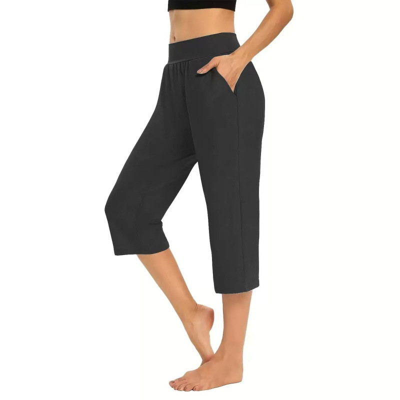 European and American Cross-Border Wish Amazon Women's Loose Elastic Outer Wear Comfortable Casual Cropped Pants Sports Jogging Pants